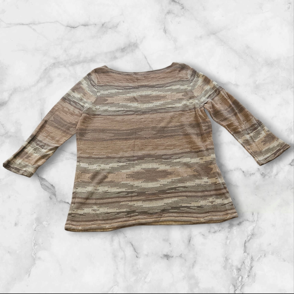 Ralph Lauren Jeans Co XL Knit Sweater Tan Tribal Boho Southwestern Striped Top